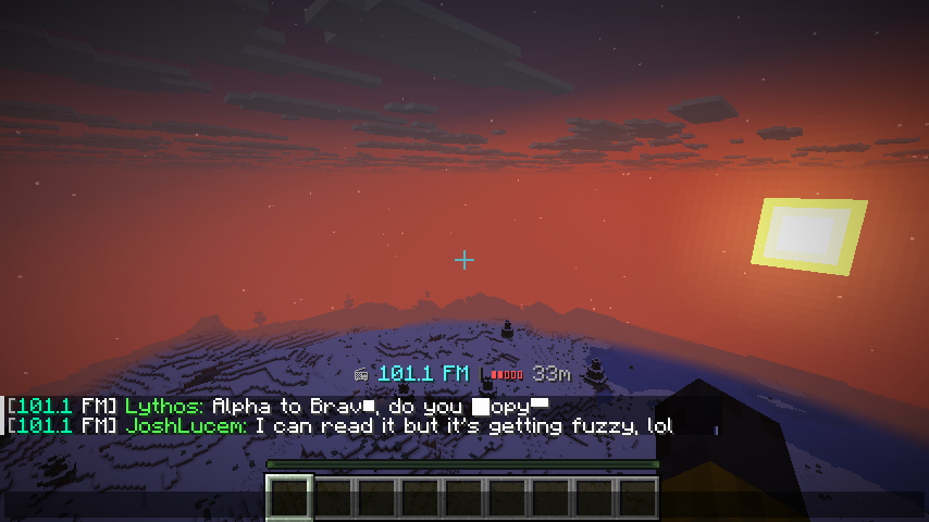 AirwaveChat: 101.1 FM with signal bar at sunset